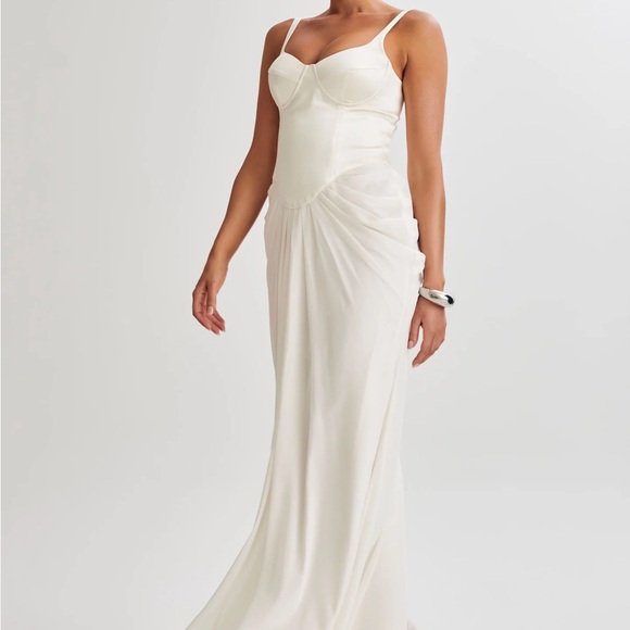 Meshki Ivory Satin Corset Maxi Dress - Picture 6 of 10
